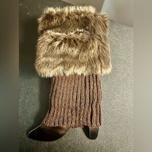 Elegant Brown Faux Fur Womens Boot Cuffs
